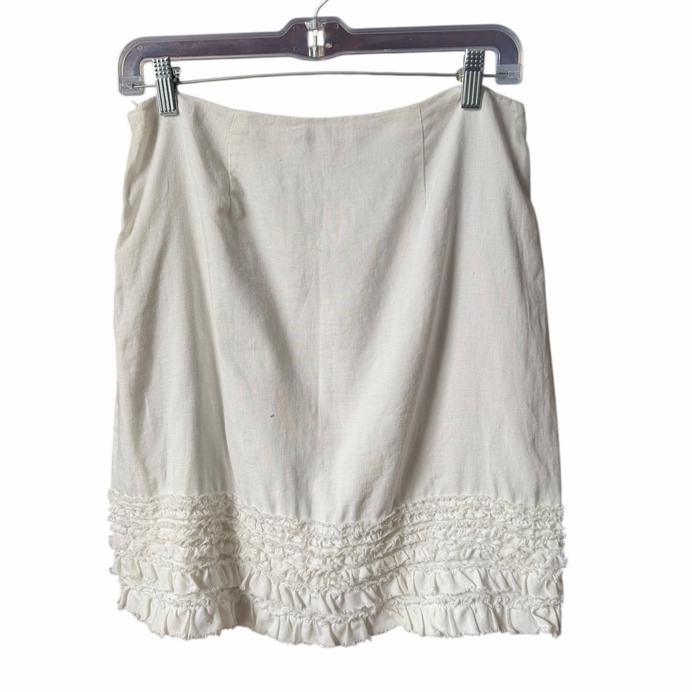 Tommy Bahama Two Palms Ruffle Hem
Linen White Knee Skirt Size 4